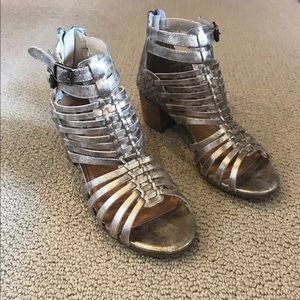 Gold block heel sandals